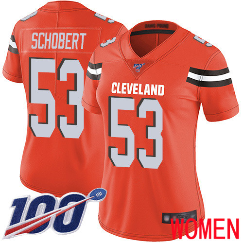 Cleveland Browns Joe Schobert Women Orange Limited Jersey #53 NFL Football Alternate 100th Season Vapor Untouchable